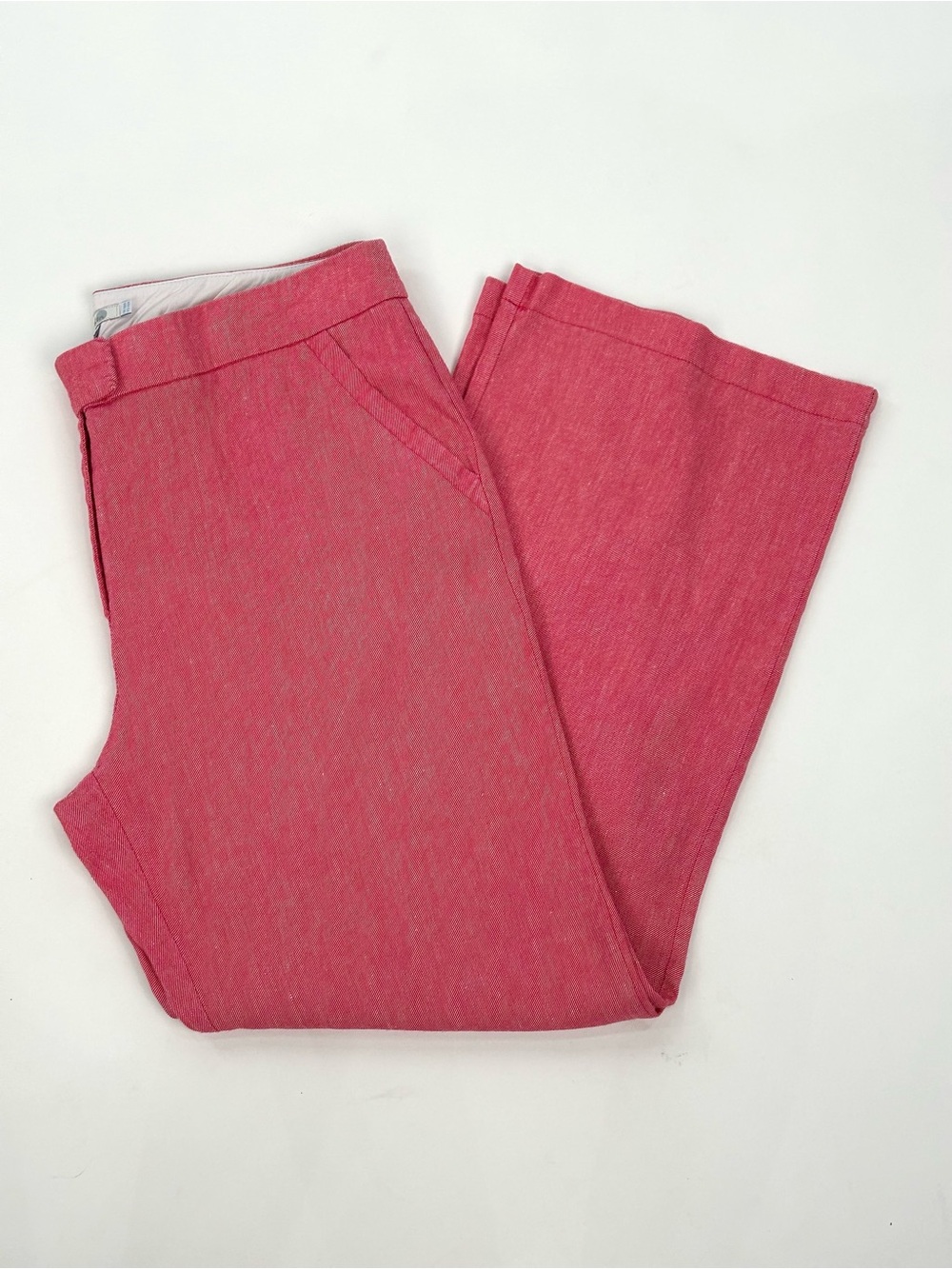 Boden Linen Blend Wide Leg Trousers Pants Coral US 14 UK 18